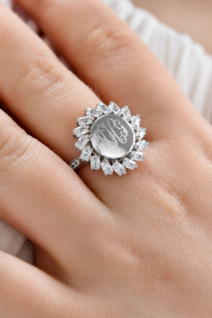Sterling Silver Sparkling Cz Sun Ring