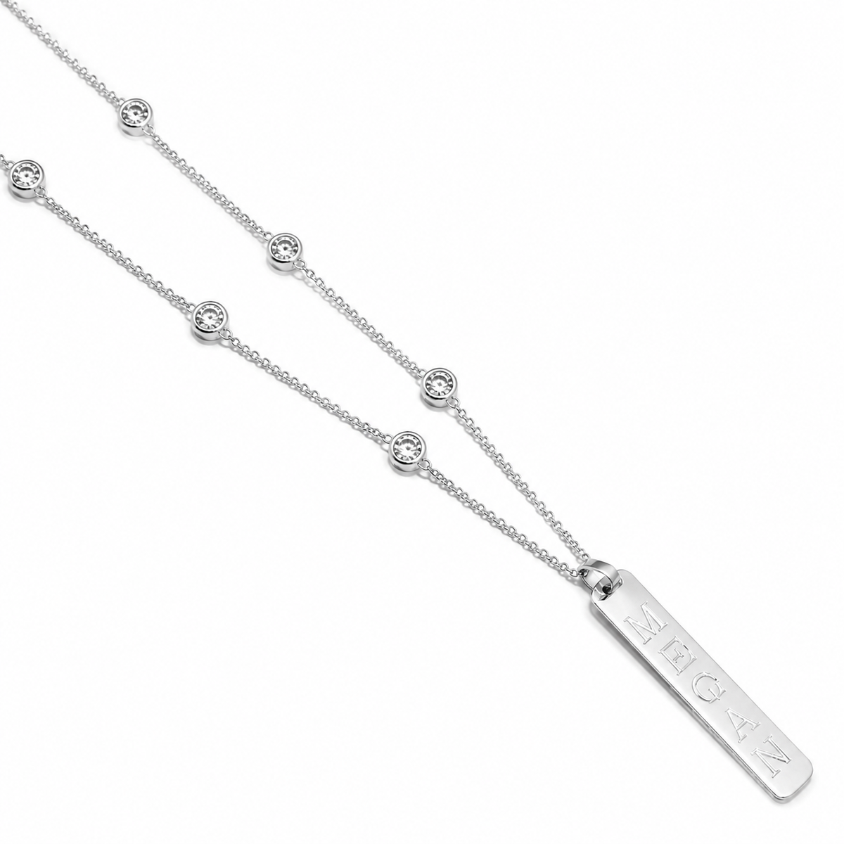 Personalized Sterling Silver Engraved Bar Necklace | Custom Name Necklace