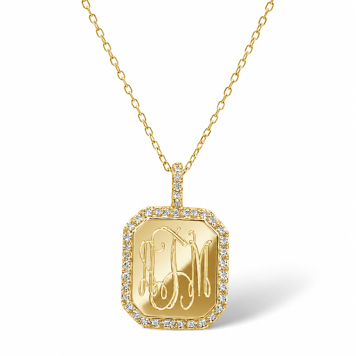 Sterling Silver Engravable Long Octagon Pendant Necklace