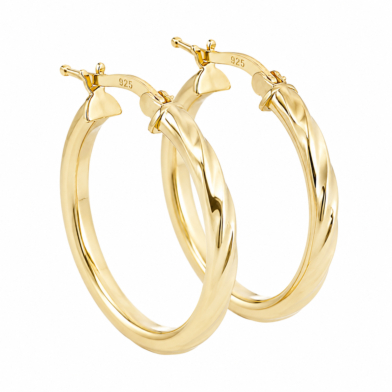 Sterling Silver Twisted Rope Design Hoop Earrings