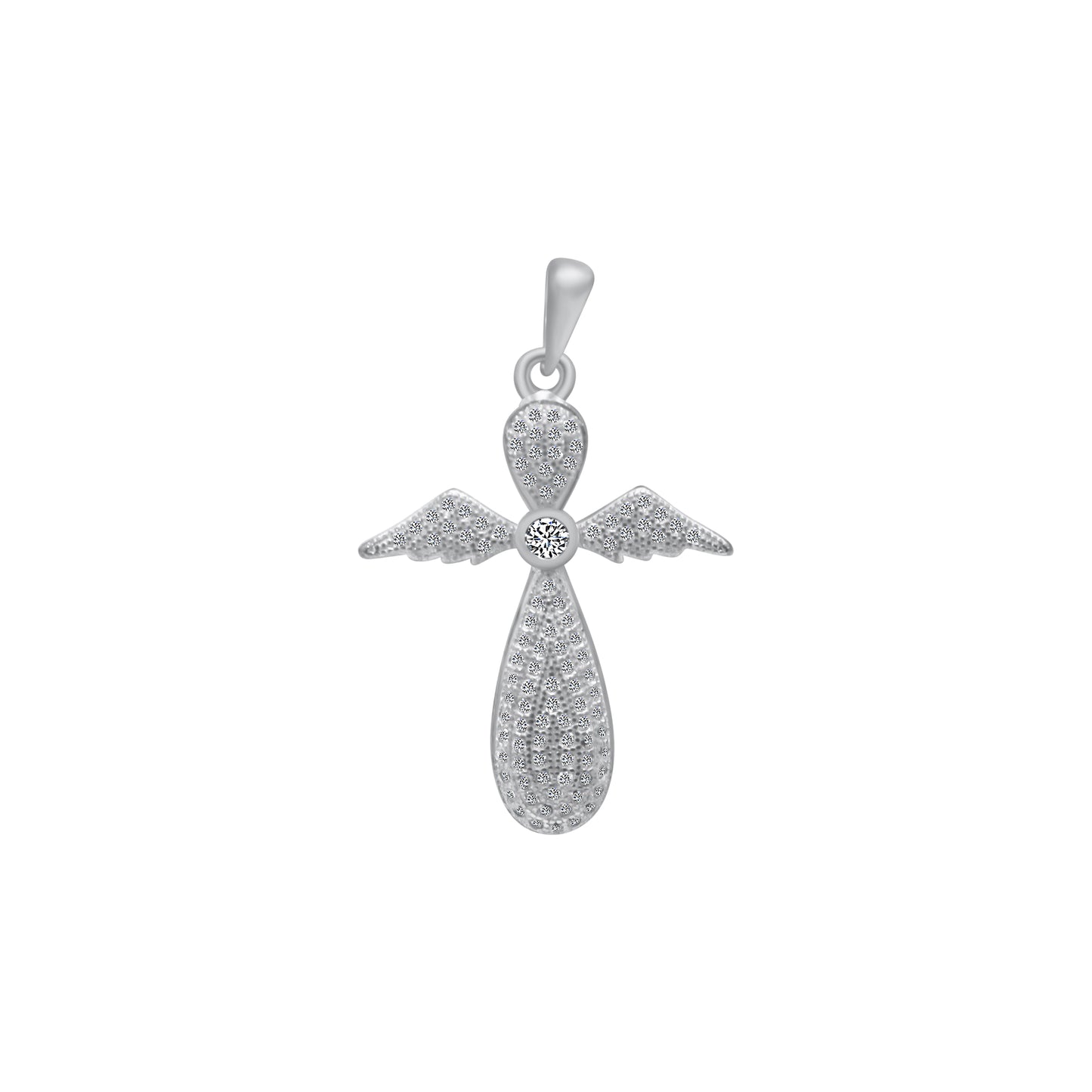 Sterling Silver Angel Cross Pendant (3 Colors)