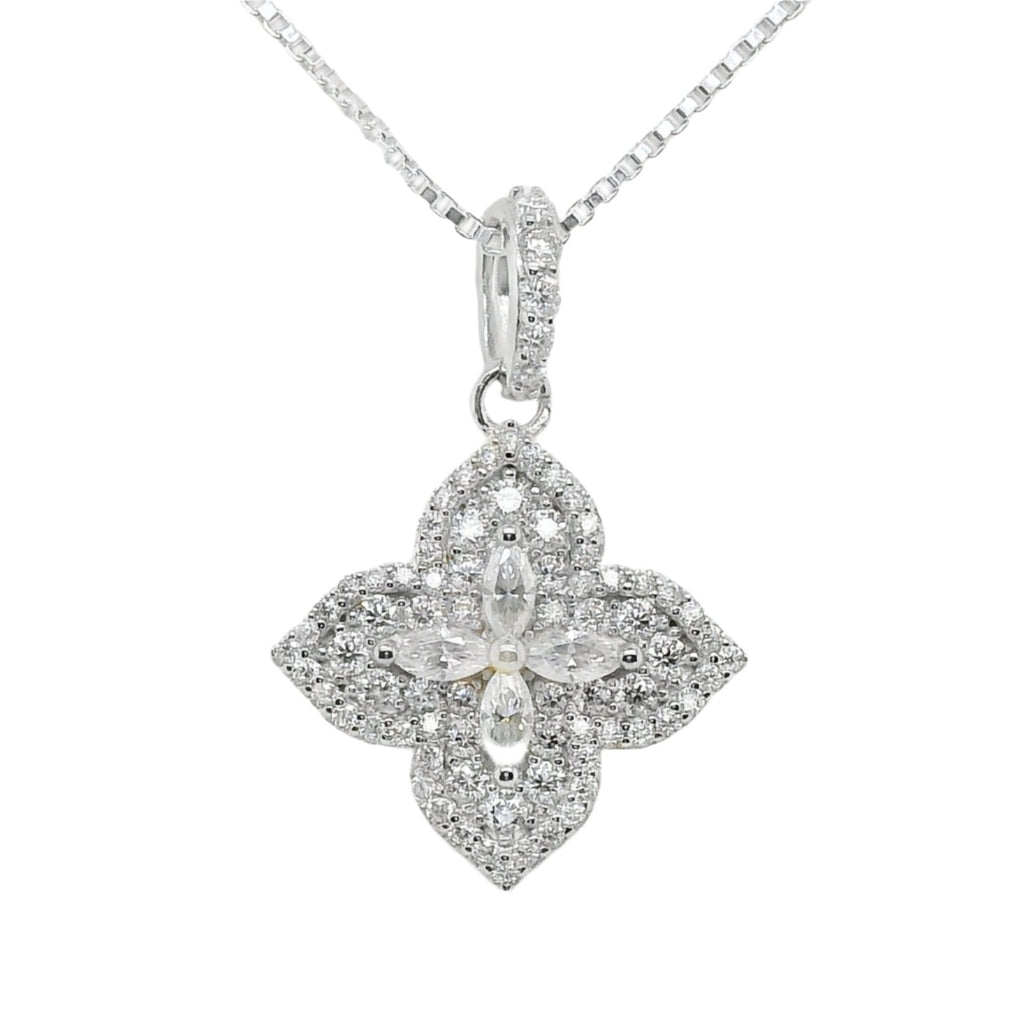 Sterling Silver Moissanite Flower Pendant ( Chain Not Included )