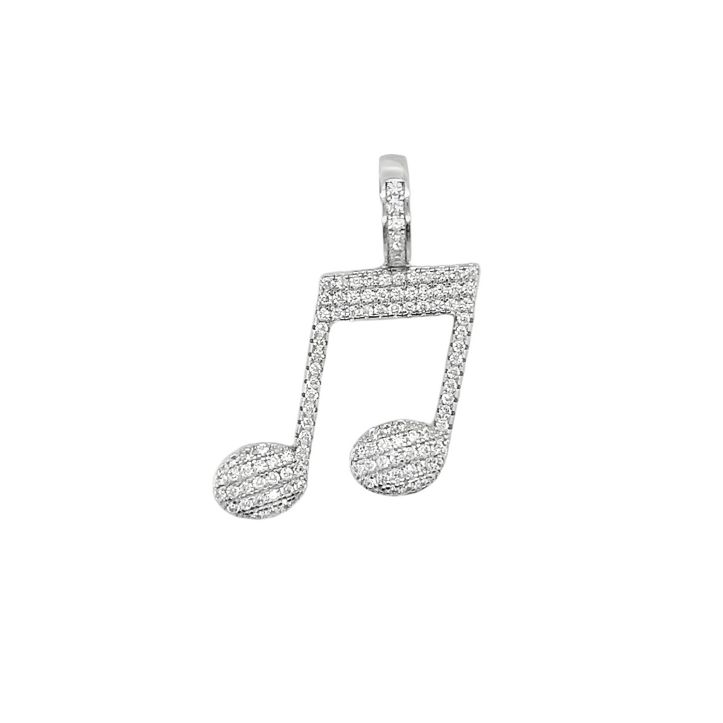 Sterling Silver CZ Music Note Pendant