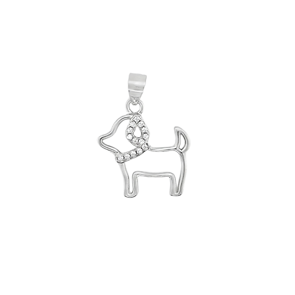 Sterling Silver CZ Dog Pendant