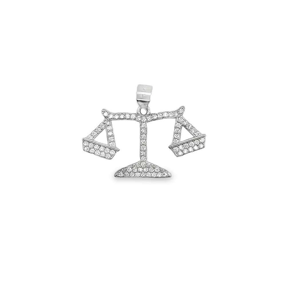 Sterling Silver CZ Balance Scale Pendant