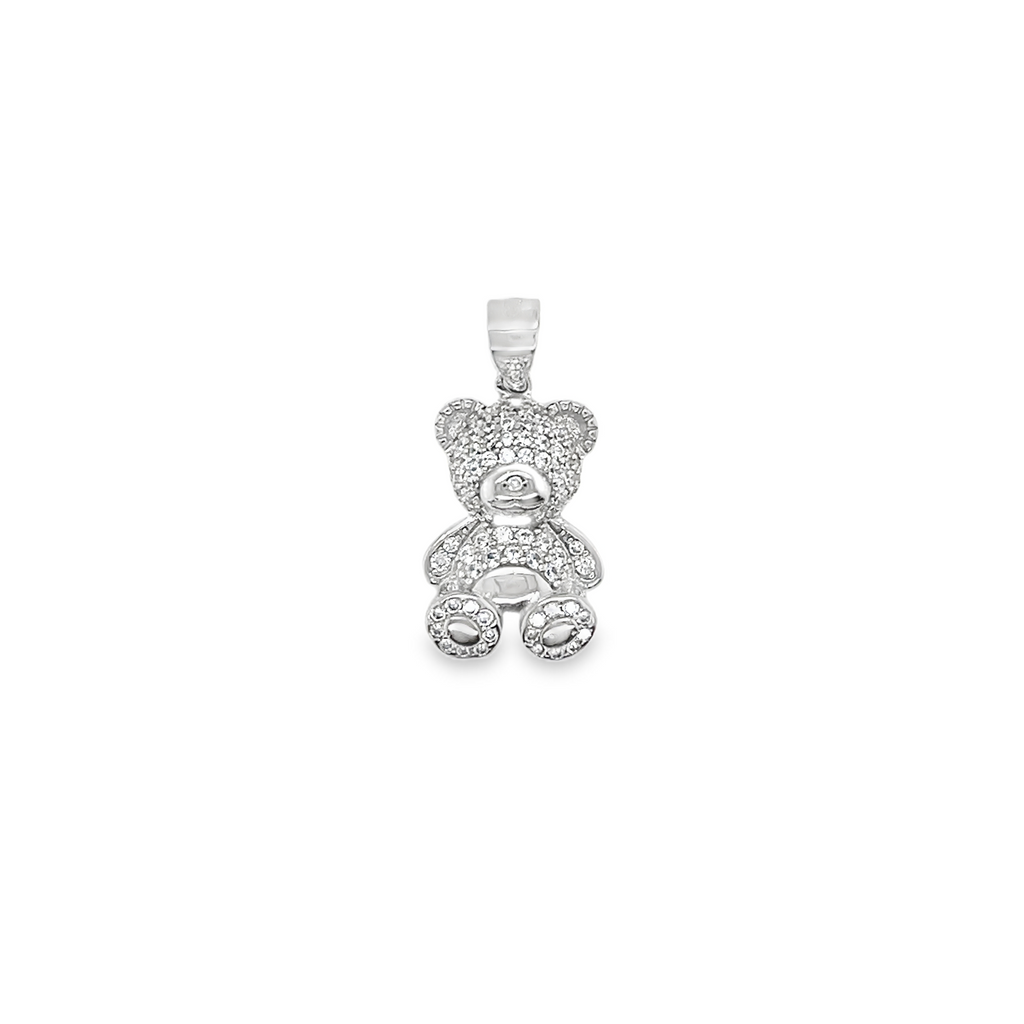 Sterling Silver CZ Teddy Bear Pendant