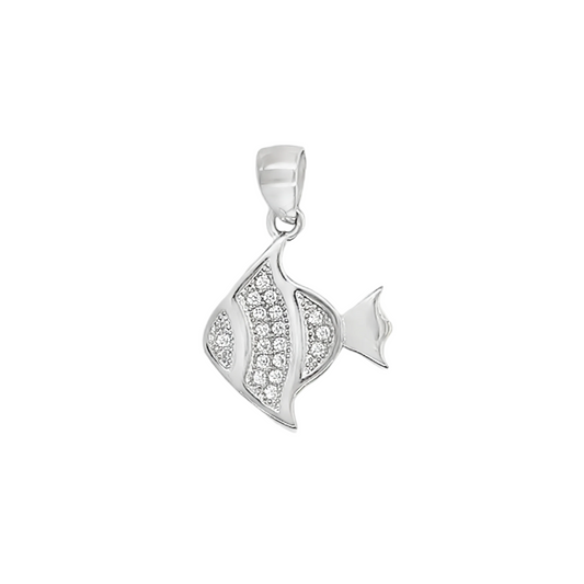 Sterling Silver CZ Fish Pendant