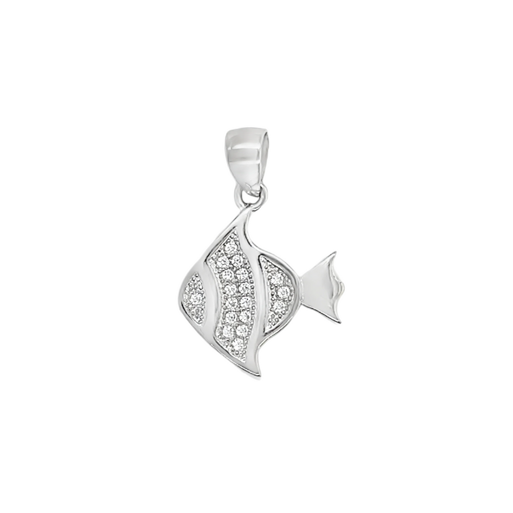 Sterling Silver CZ Fish Pendant