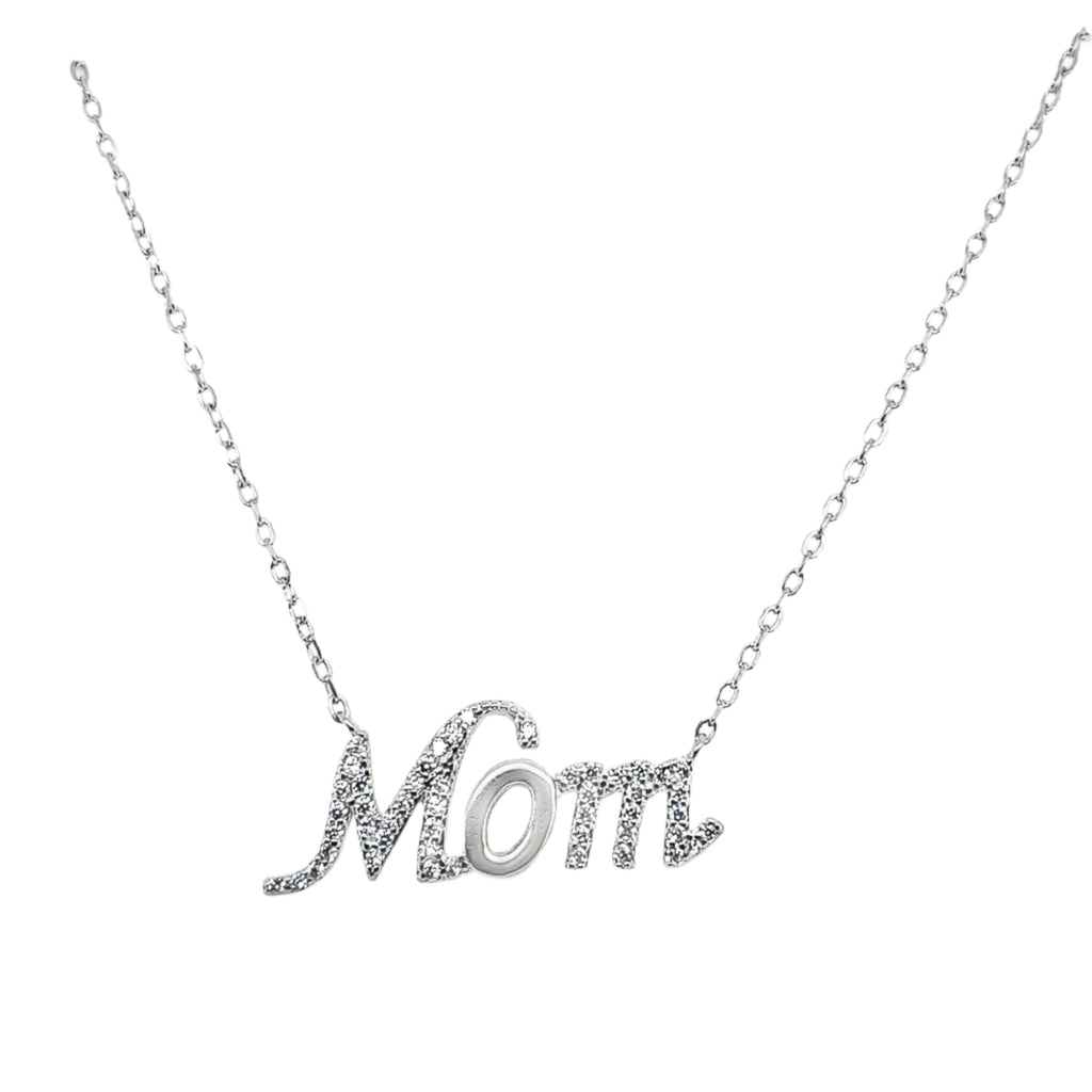 Sterling Silver CZ "MOM" Necklace