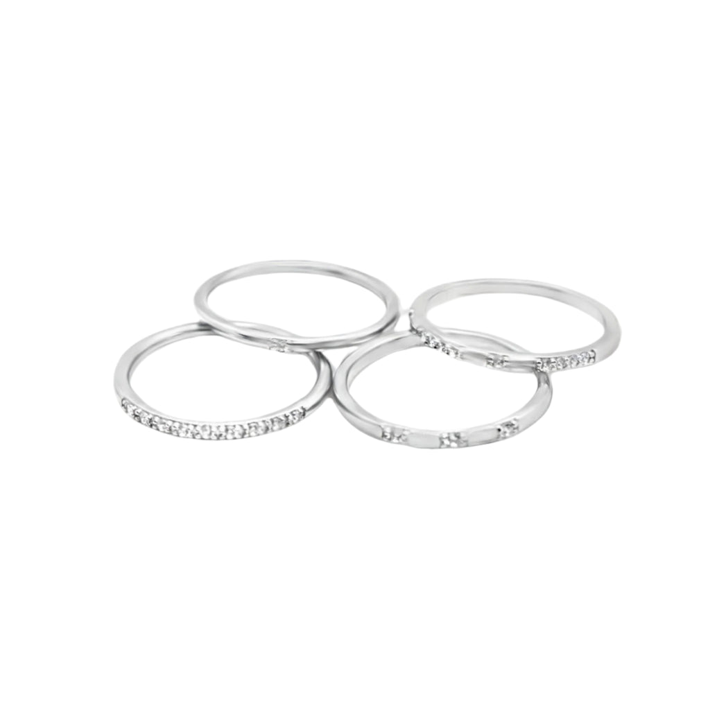 Sterling Silver 4 Band Stackable CZ Ring