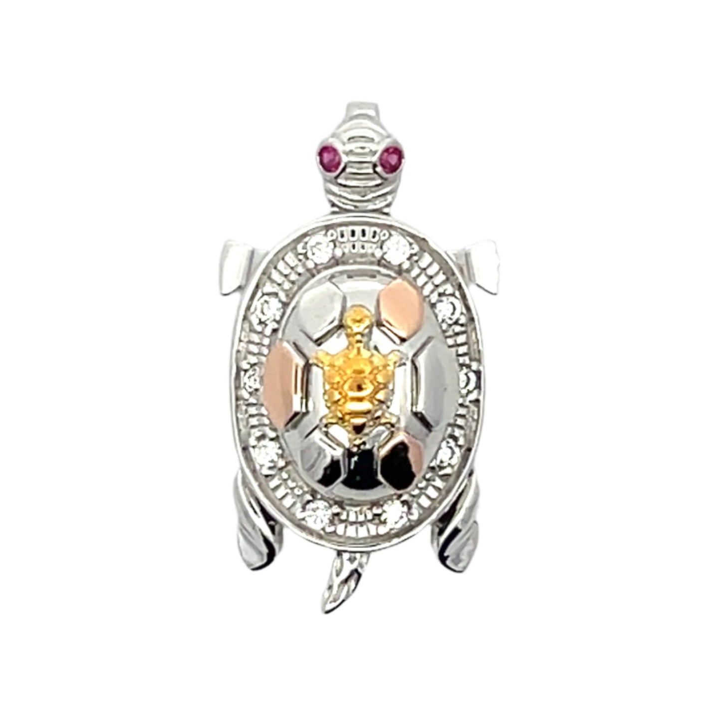 925 Sterling Silver Tri-tone Turtle