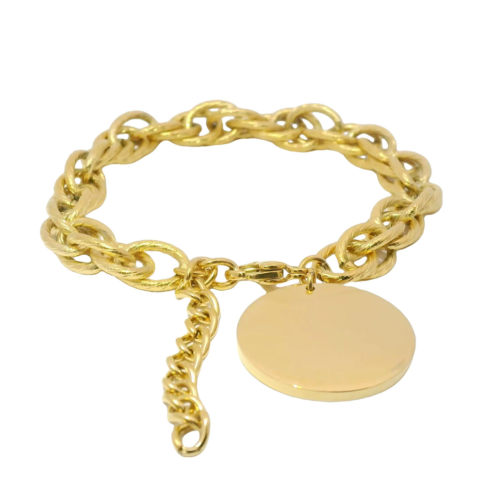 Stainless Interlocking Double Link Pattern Engravable Bracelet