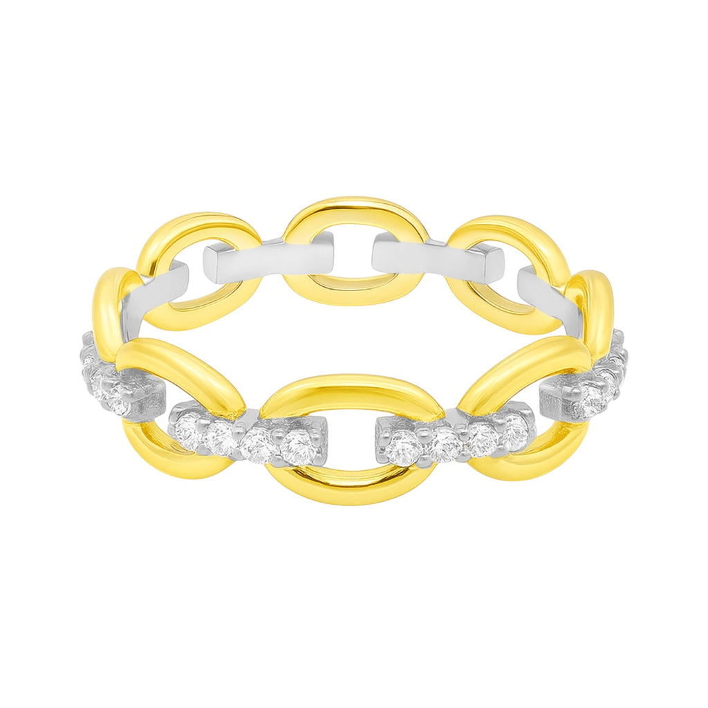 Sterling Silver Moissanite Oval Link Band