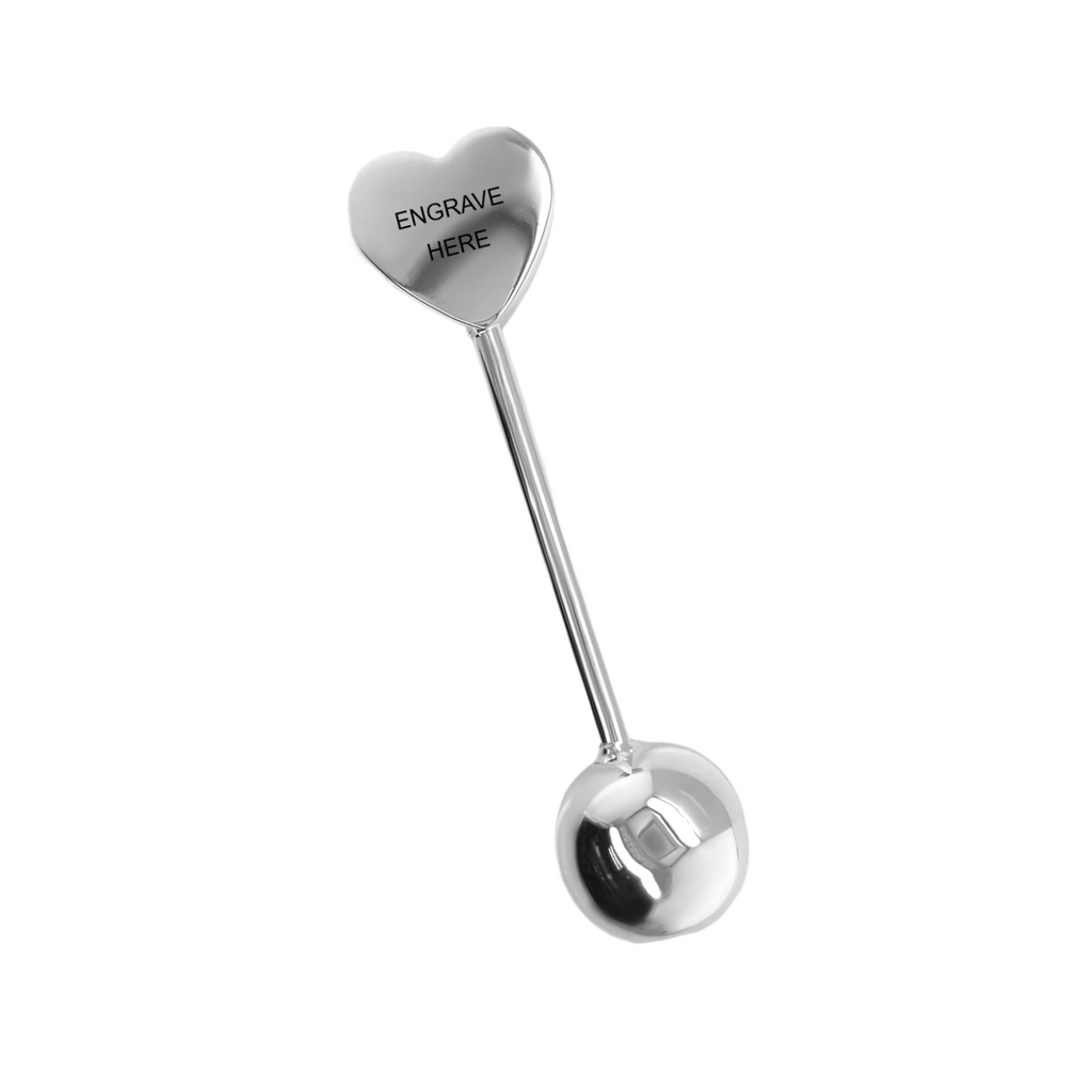 German Silver Baby Rattle With Heart Disc