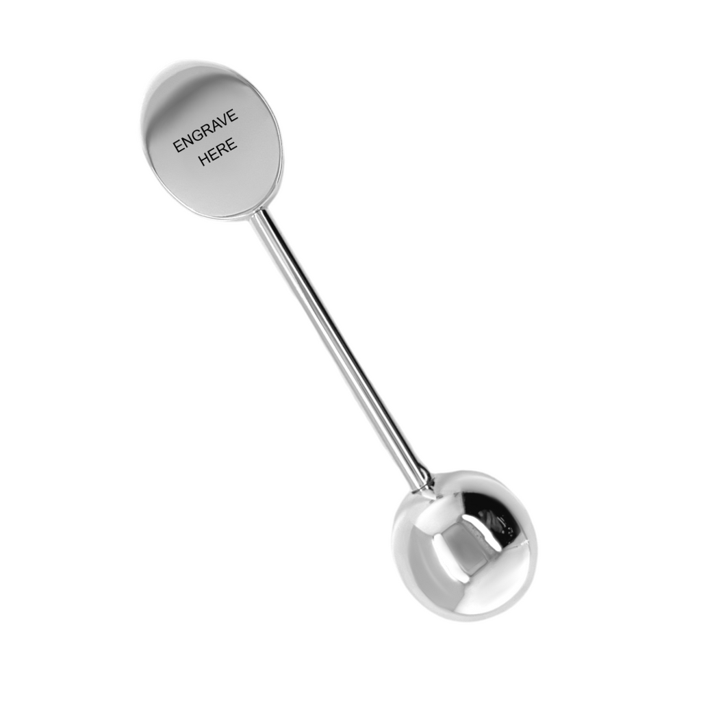 German Silver Baby Rattle With Oval Disc