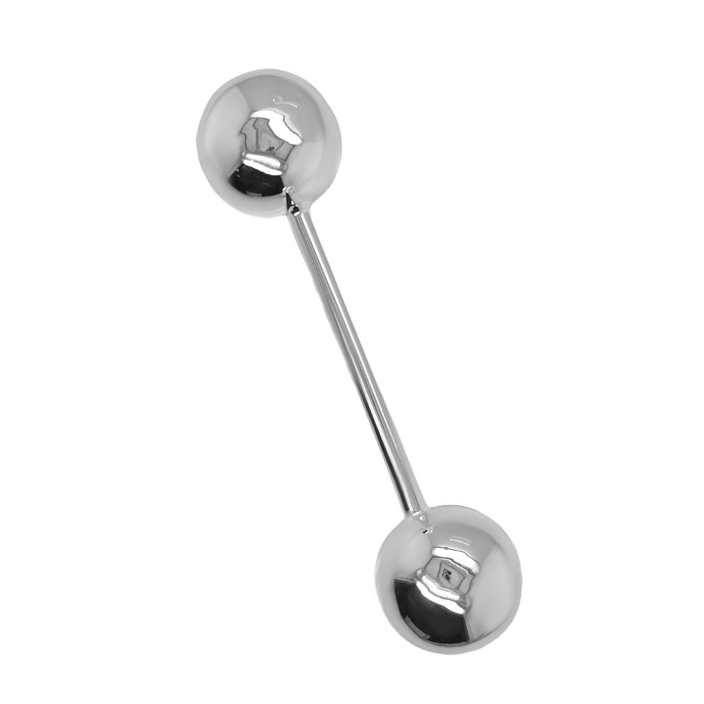 German Silver Baby Rattle Dumbbell