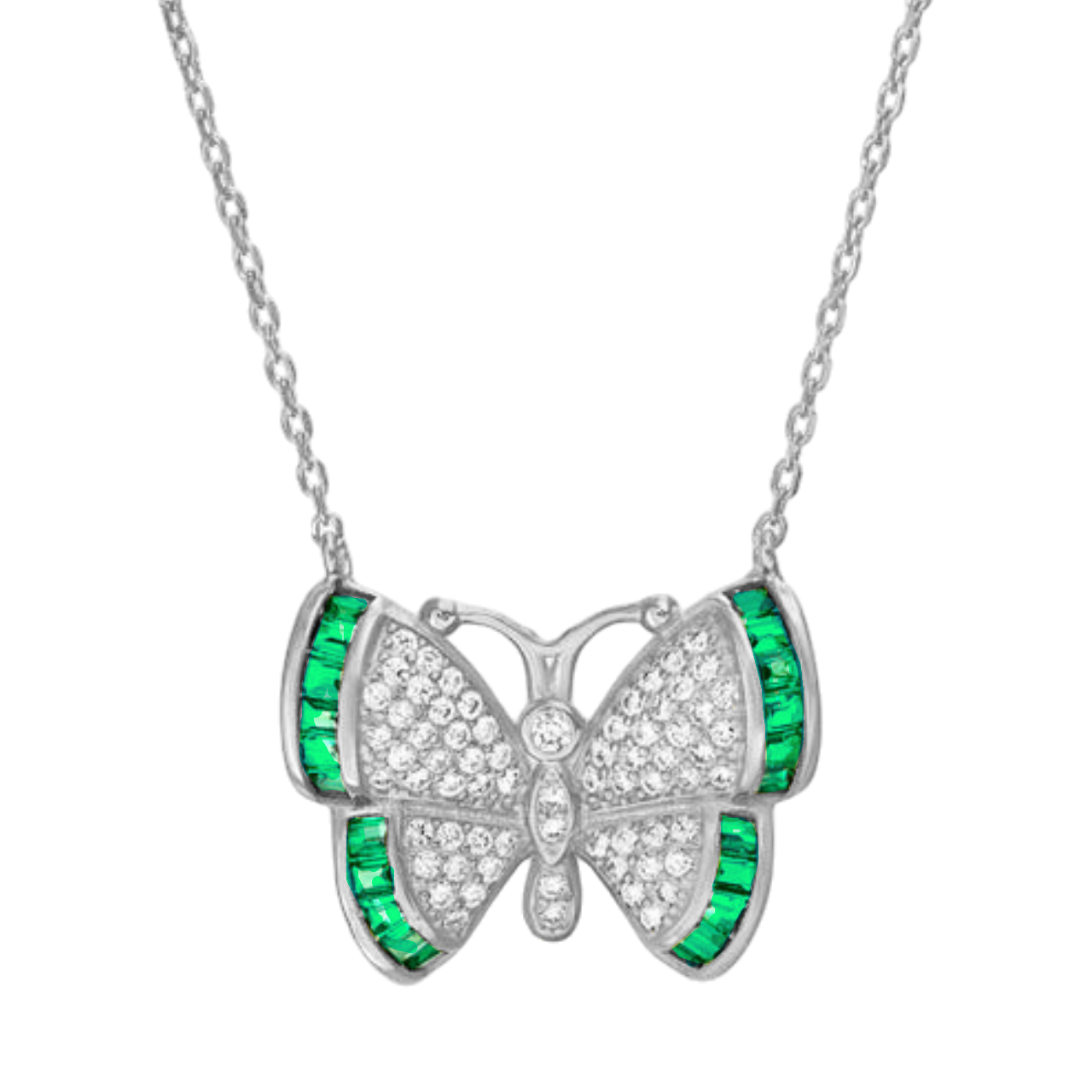 Sterling Silver Multi Color Butterfly Necklace