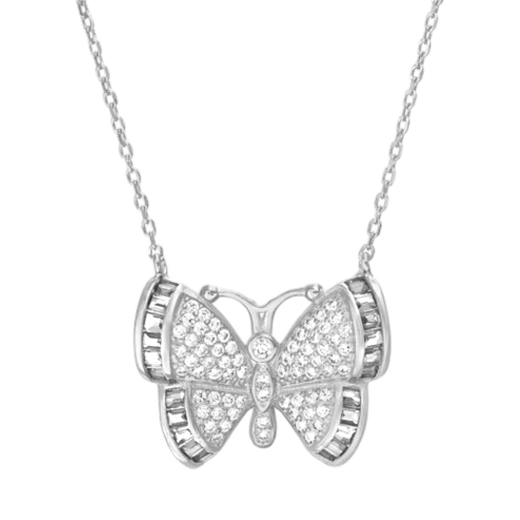 Sterling Silver Multi Color Butterfly Necklace