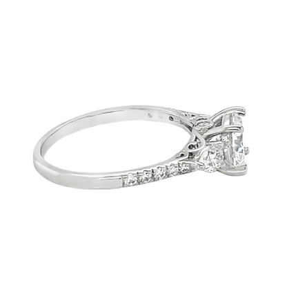 Sterling Silver Round 7.0MM 1.2CT Moissanite Cluster Ring