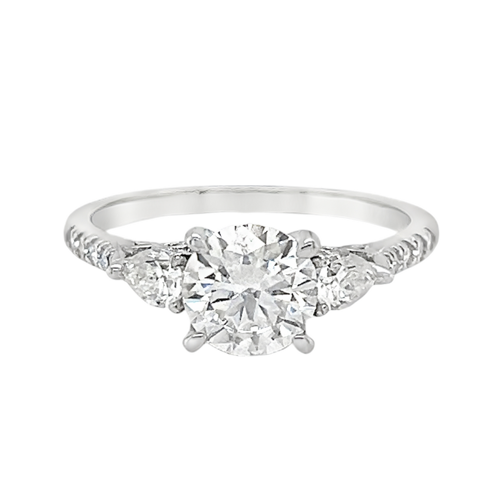 Sterling Silver Round 7.0MM 1.2CT Moissanite Cluster Ring