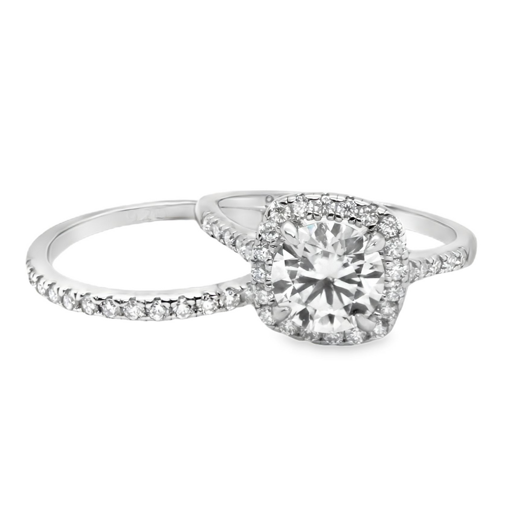 Sterling Silver Moissanite Wedding Set