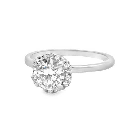 Sterling Silver Moissanite Halo Flower Ring