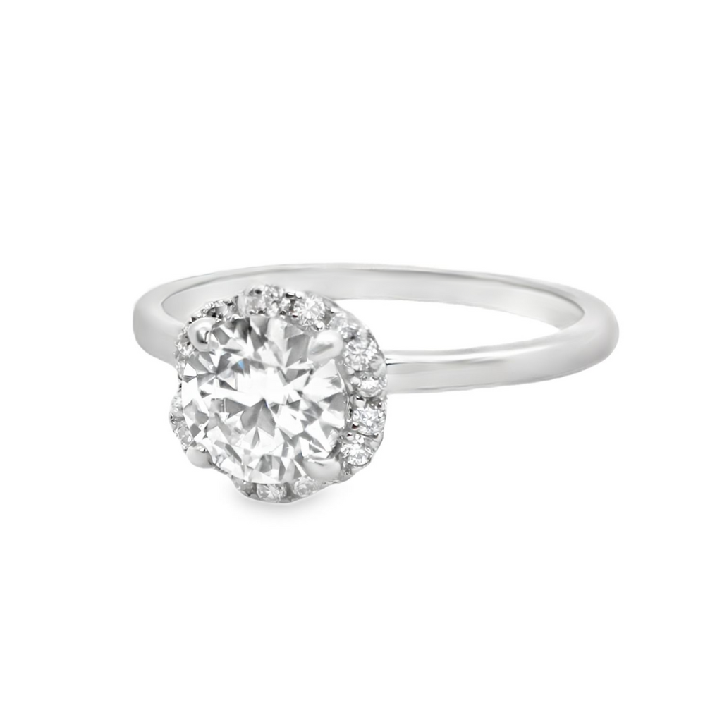 Sterling Silver Moissanite Halo Flower Ring