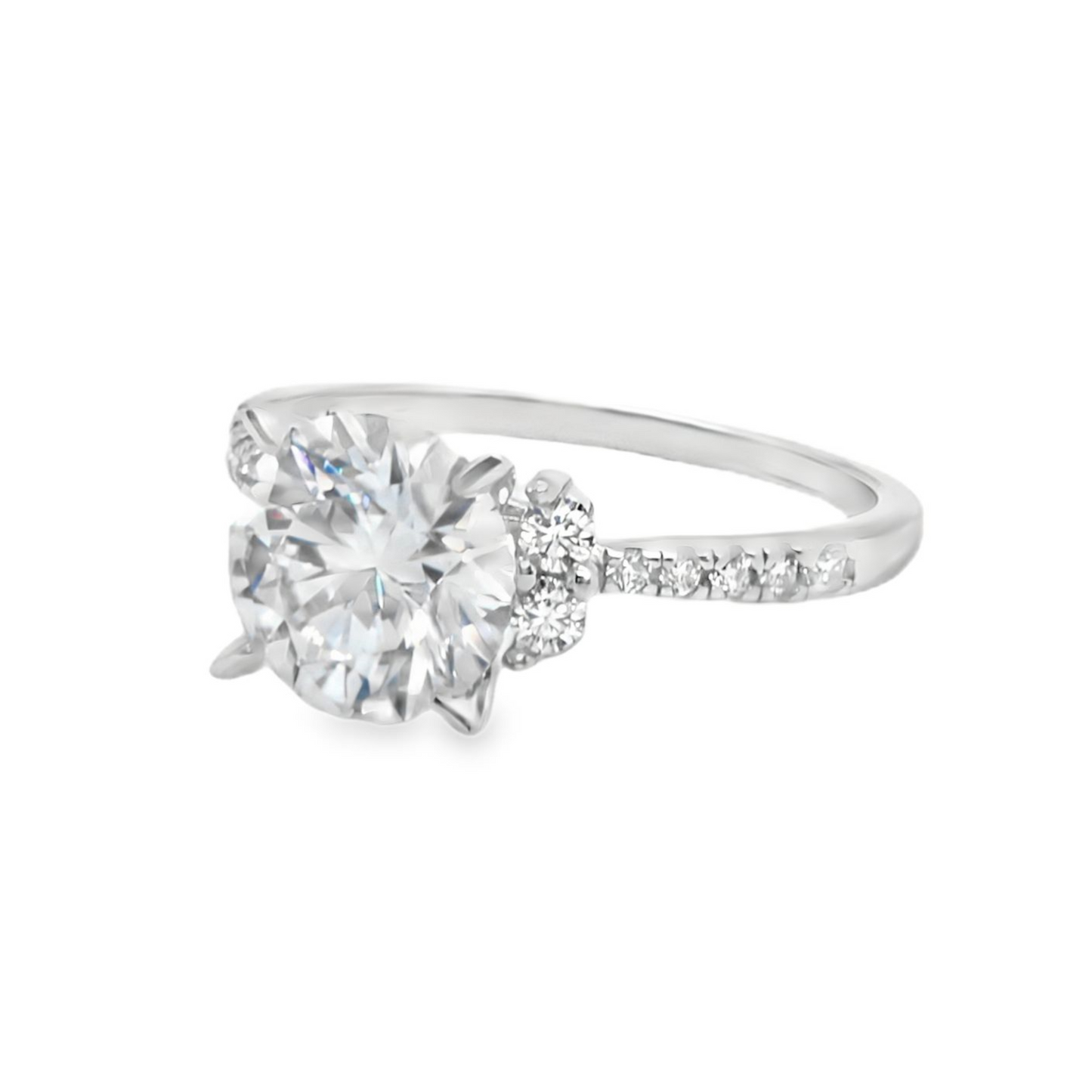 Sterling Silver 2.0CT 8.0MM Moissanite Engagement Ring
