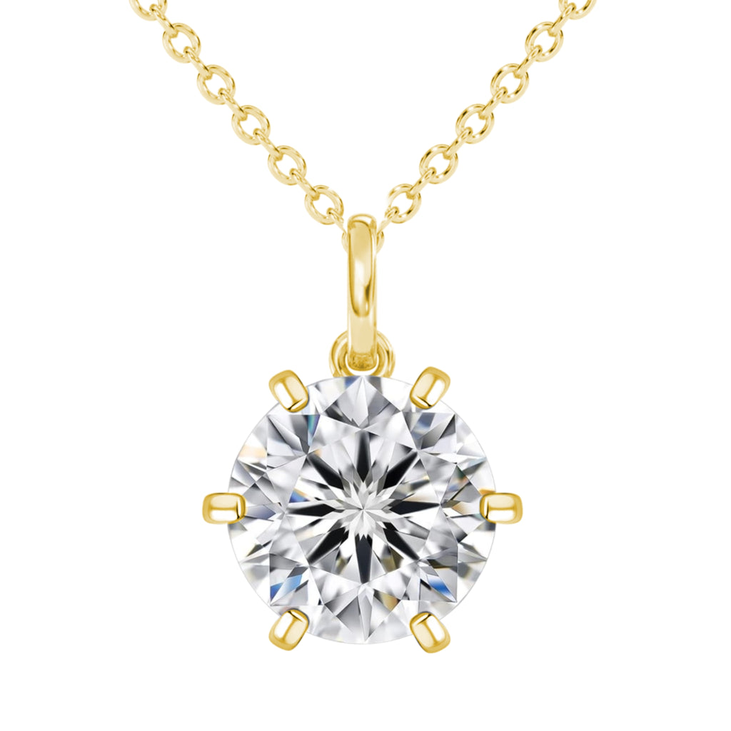 Sterling Silver Moissanite 4.0CT 10MM Round Solitaire Necklace