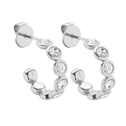Sterling Silver Gold Plated Moissanite Bubble Open Hoop Post Earrings