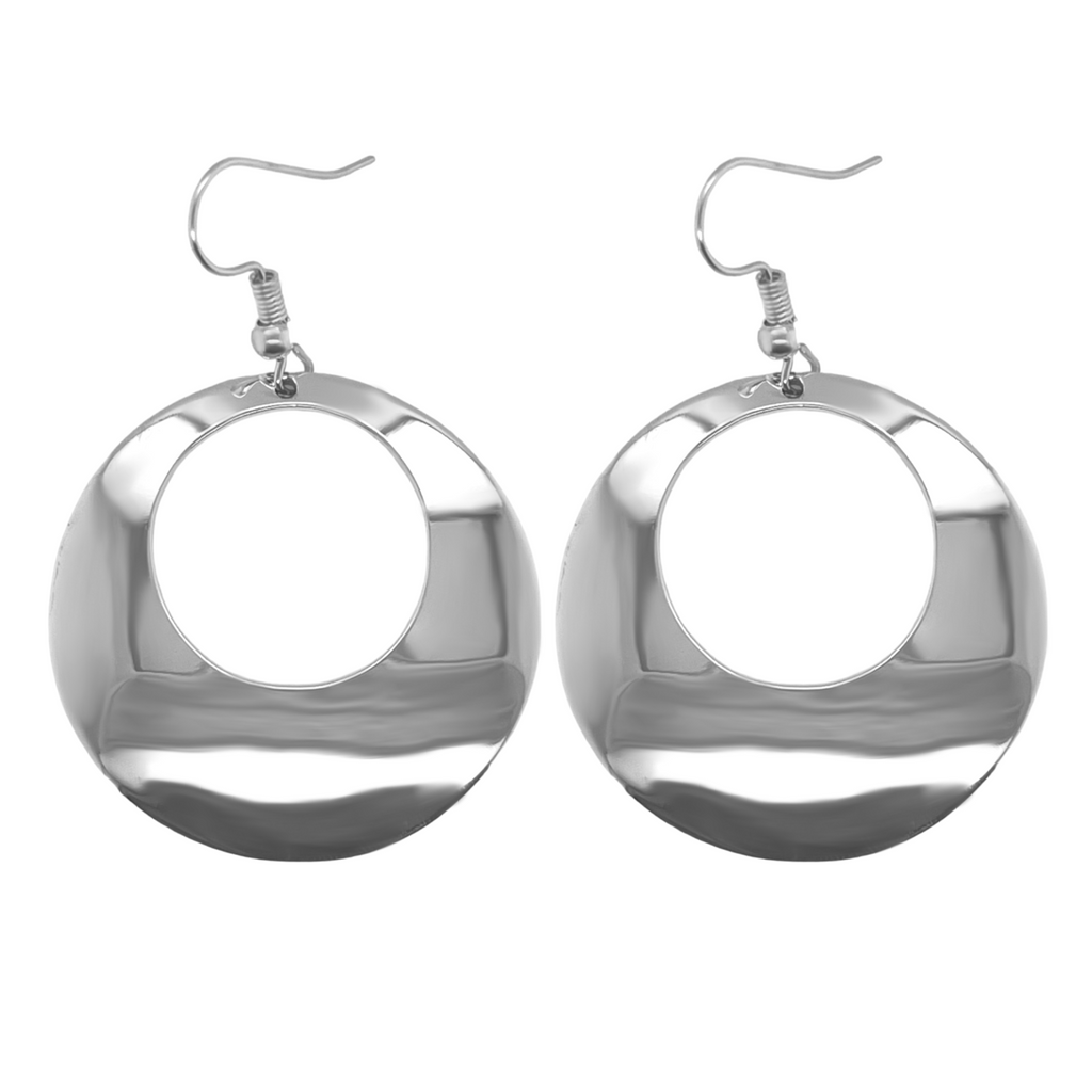 German Silver Round Cut-Out French Wire Earrings