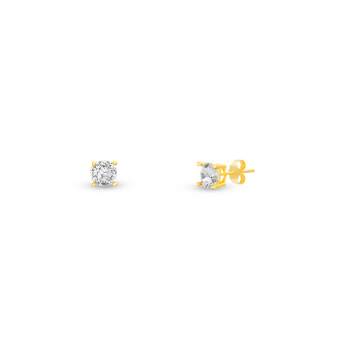 Sterling Silver Gold Plated 6mm Round CZ Studs