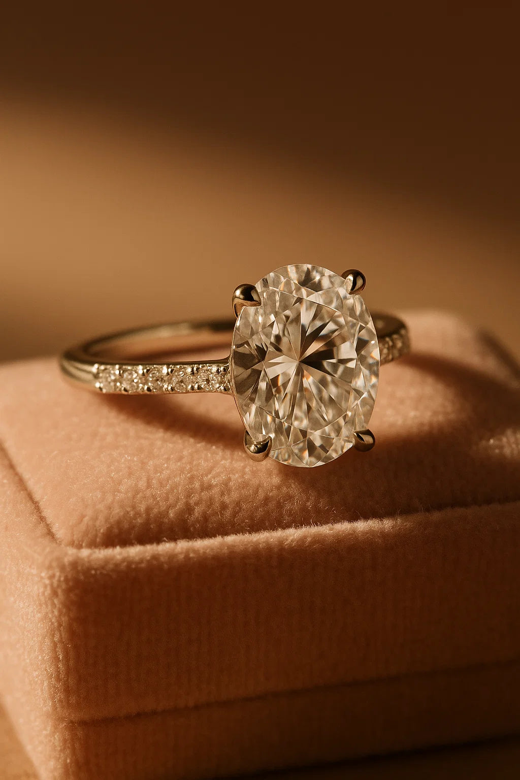 Sterling Silver Oval 8mm*10mm 3.0CT Pave Moissanite Ring