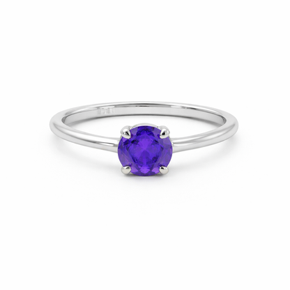 Sterling Silver 6mm Round CZ Birthstone Ring