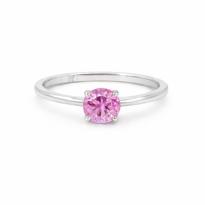 Sterling Silver 6mm Round CZ Birthstone Ring