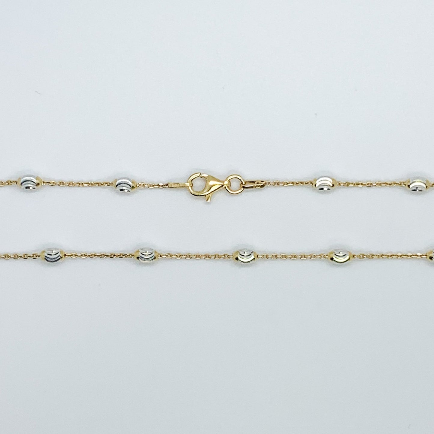 Italian 925 Sterling Silver "Oval Moon" Chain, Sterling Silver Diamond Cut Beaded Necklace, Dainty Stackable Chains