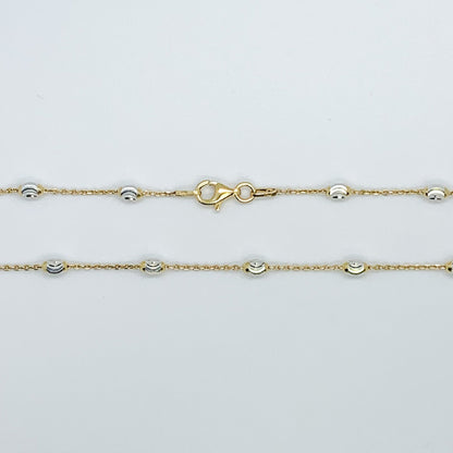 Italian 925 Sterling Silver "Oval Moon" Chain, Sterling Silver Diamond Cut Beaded Necklace, Dainty Stackable Chains