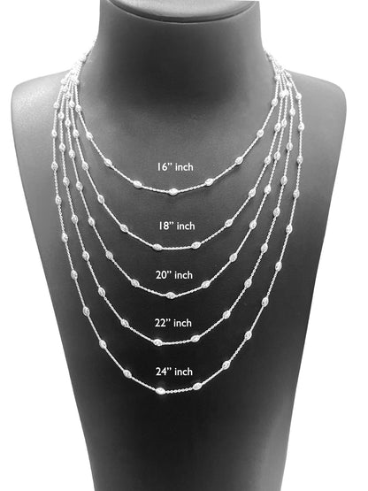 Italian 925 Sterling Silver "Oval Moon" Chain, Sterling Silver Diamond Cut Beaded Necklace, Dainty Stackable Chains