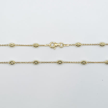 Italian 925 Sterling Silver "Oval Moon" Chain, Sterling Silver Diamond Cut Beaded Necklace, Dainty Stackable Chains