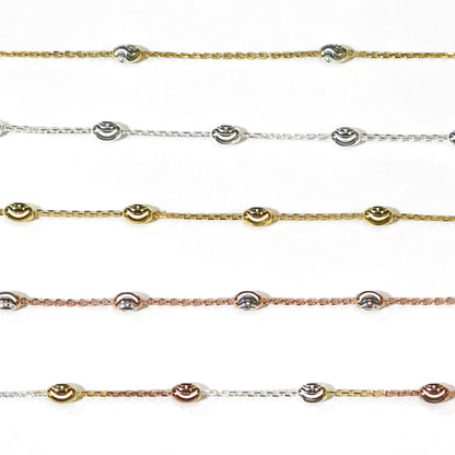 Italian 925 Sterling Silver "Oval Moon" Chain, Sterling Silver Diamond Cut Beaded Necklace, Dainty Stackable Chains