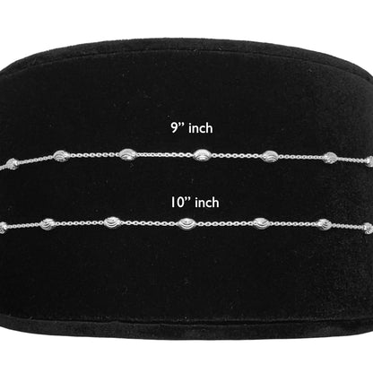 Italian 925 Sterling Silver "Oval Moon" Chain, Sterling Silver Diamond Cut Beaded Necklace, Dainty Stackable Chains