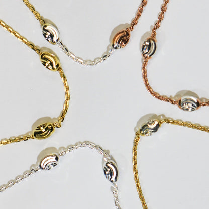 Italian 925 Sterling Silver "Oval Moon" Chain, Sterling Silver Diamond Cut Beaded Necklace, Dainty Stackable Chains