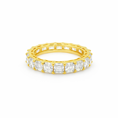Sterling Silver Moissanite 3.5mm Asscher Cut Eternity Band
