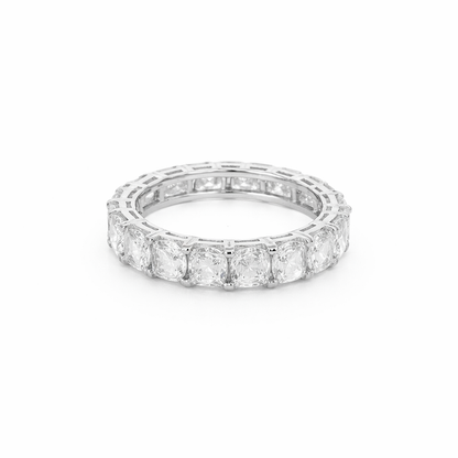 Sterling Silver Moissanite 3.5mm Asscher Cut Eternity Band