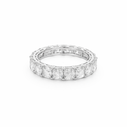 Sterling Silver Moissanite 3.5mm Asscher Cut Eternity Band