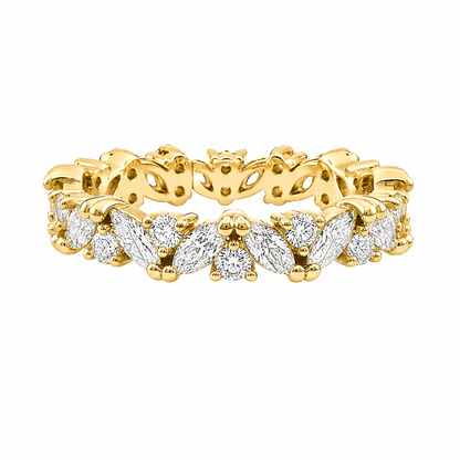 Sterling Silver Moissanite Marquise & Round Cluster Eternity Band