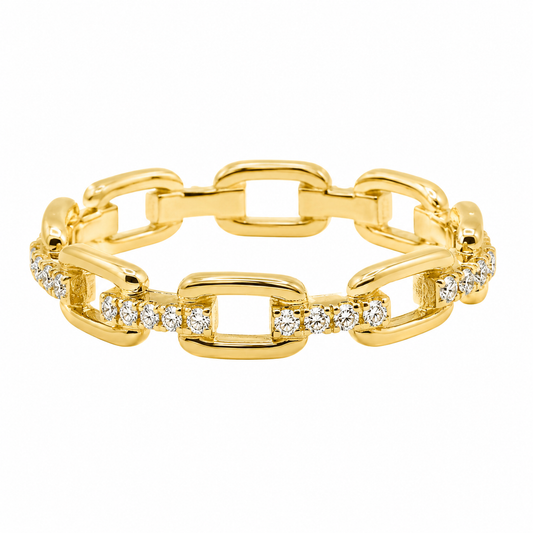 Sterling Silver Moissanite Horseshoe Link Eternity Band