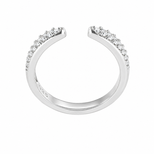Sterling Silver Moissanite Pave Open Gap Wedding Band