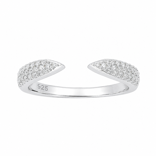 Sterling Silver Moissanite Pave Open Gap Wedding Band