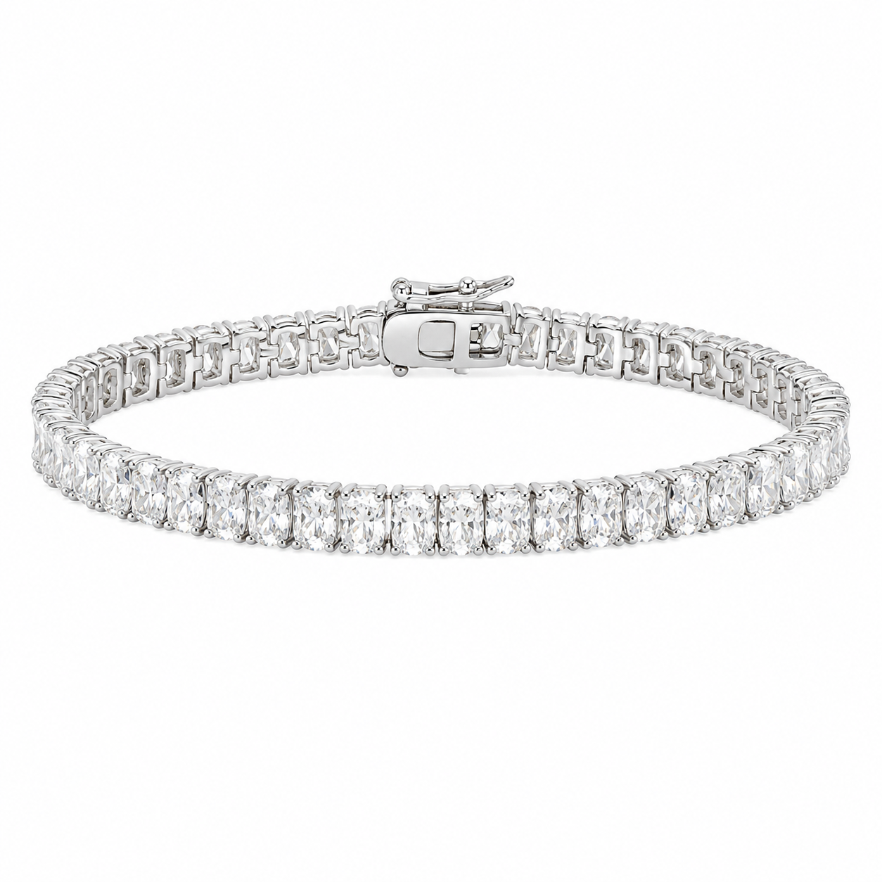 Sterling Silver 5.5mm Radiant Cut Moissanite Tennis Bracelet (7")